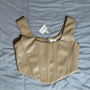 NWT summer haus faux leather women’s cropped corset top size Large (jrs)